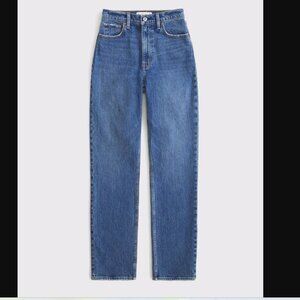 Abercrombie & Fitch Ultra High Rise 90's Straight Jean, 27 Long, Dark Marble